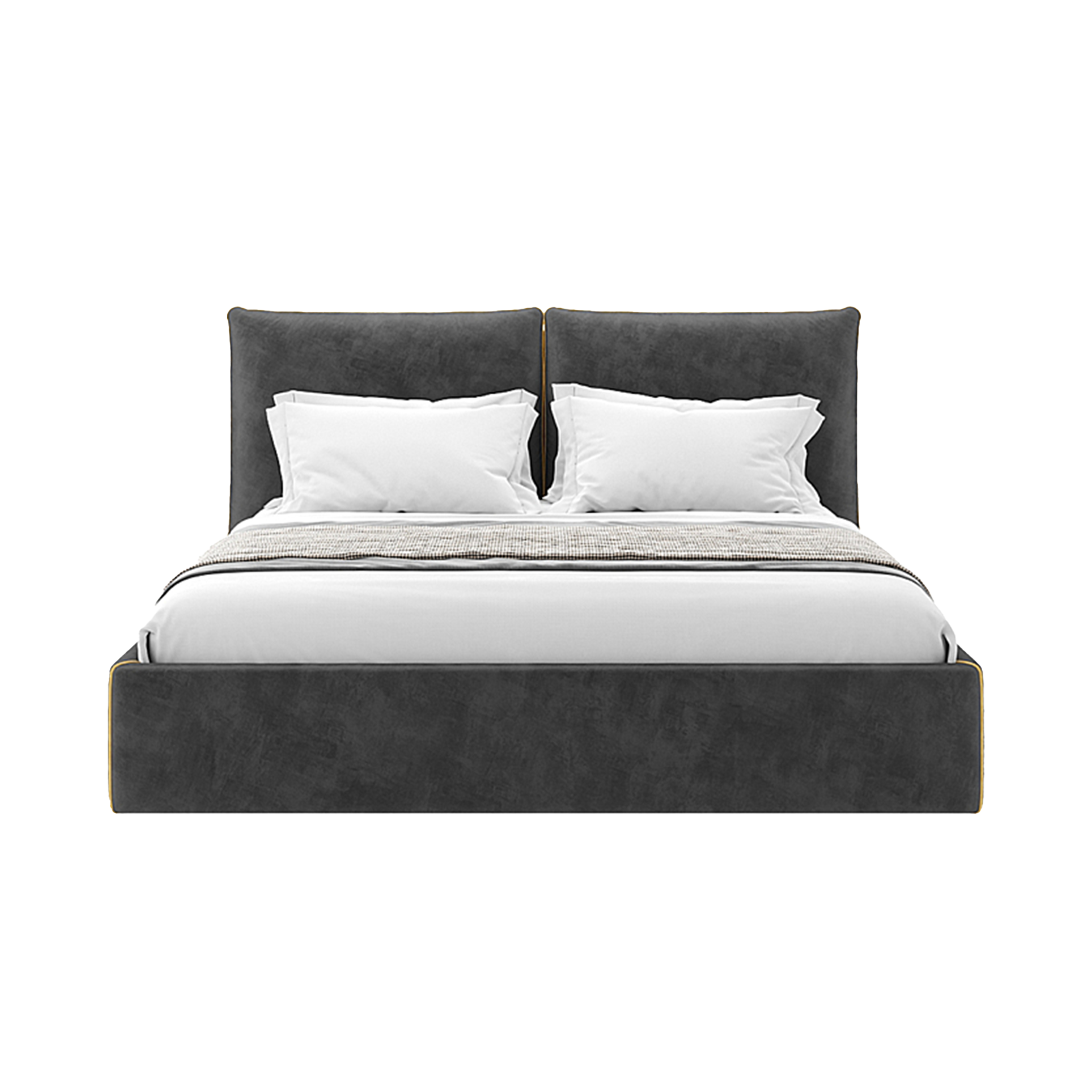 Logan Bed — Dark Grey Two‑Panel Headboard