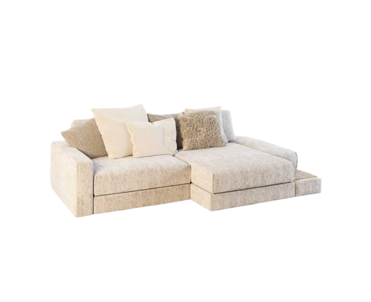 Parker S Flock Sectional Sofa with Chaise and Four Cushions