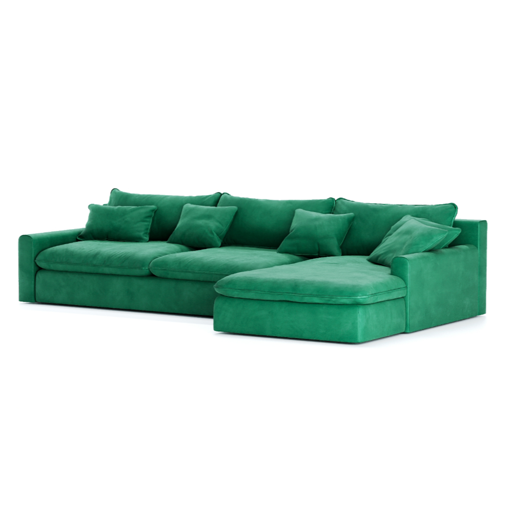 Felton Corner Sofa in Green Velvet