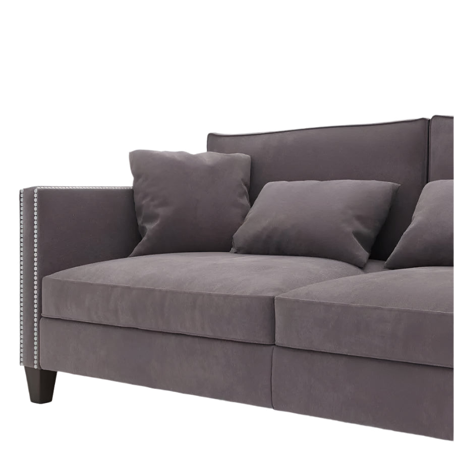 Joseph Sofa in Custom Velvet with Nailhead Trim