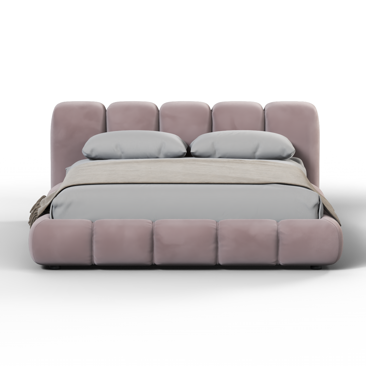Fluffy Upholstered Bed Frame in Textured Bouclé