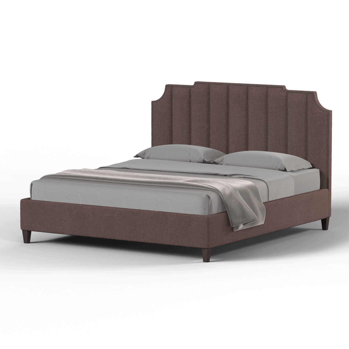 Bedspoke Gabriella Vertical High Headboard Bed – Pink Bouclé