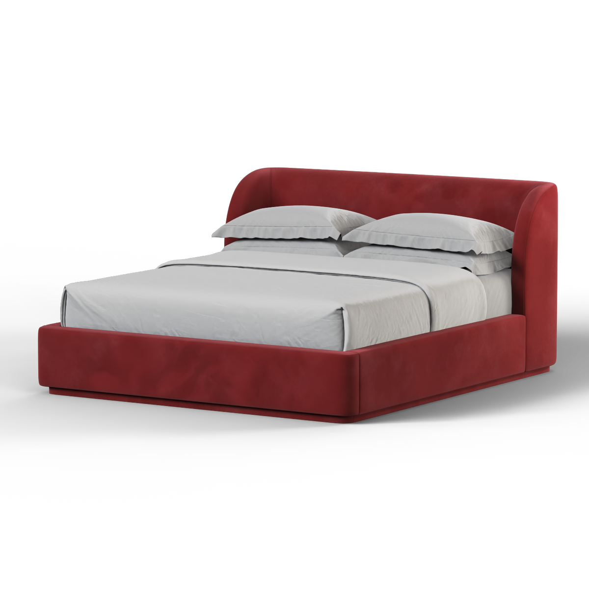 Bedspoke Giacomo Bed – Brick Red Velvet
