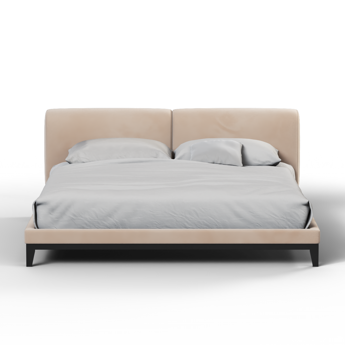 Infinity grey double bed with minimalist headboard