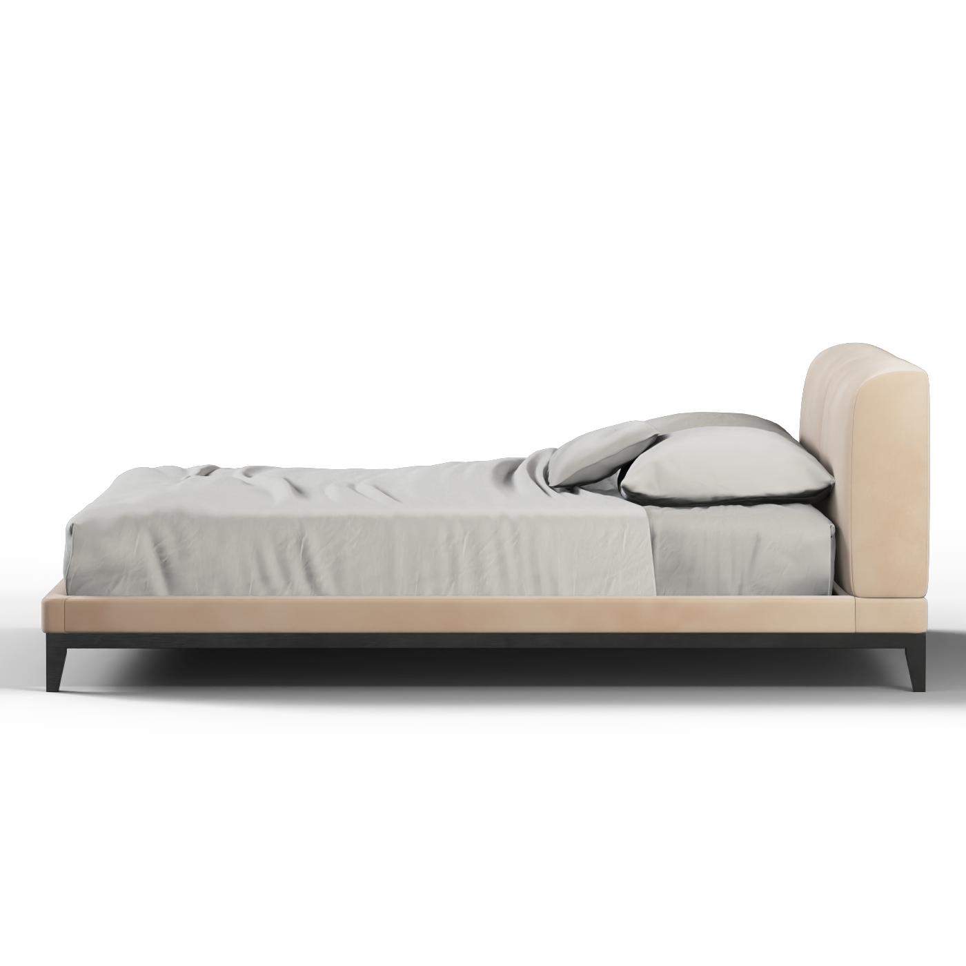 Front view of Infinity upholstered bed in neutral linen
