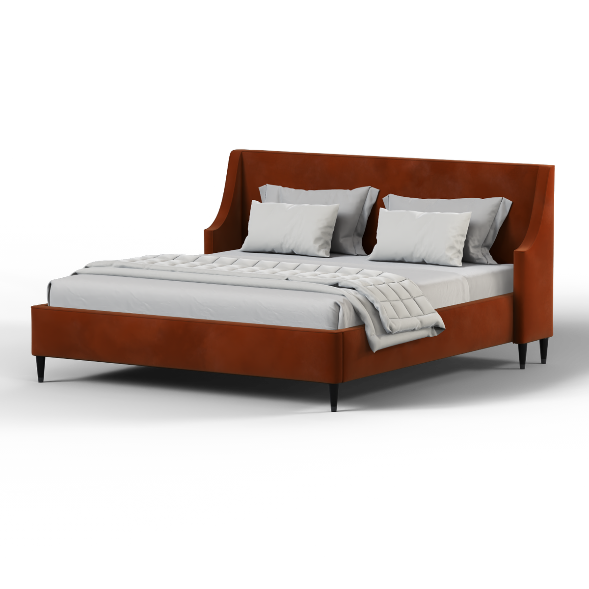 Bedspoke Laura High Headboard Bed – Burnt Orange Velvet