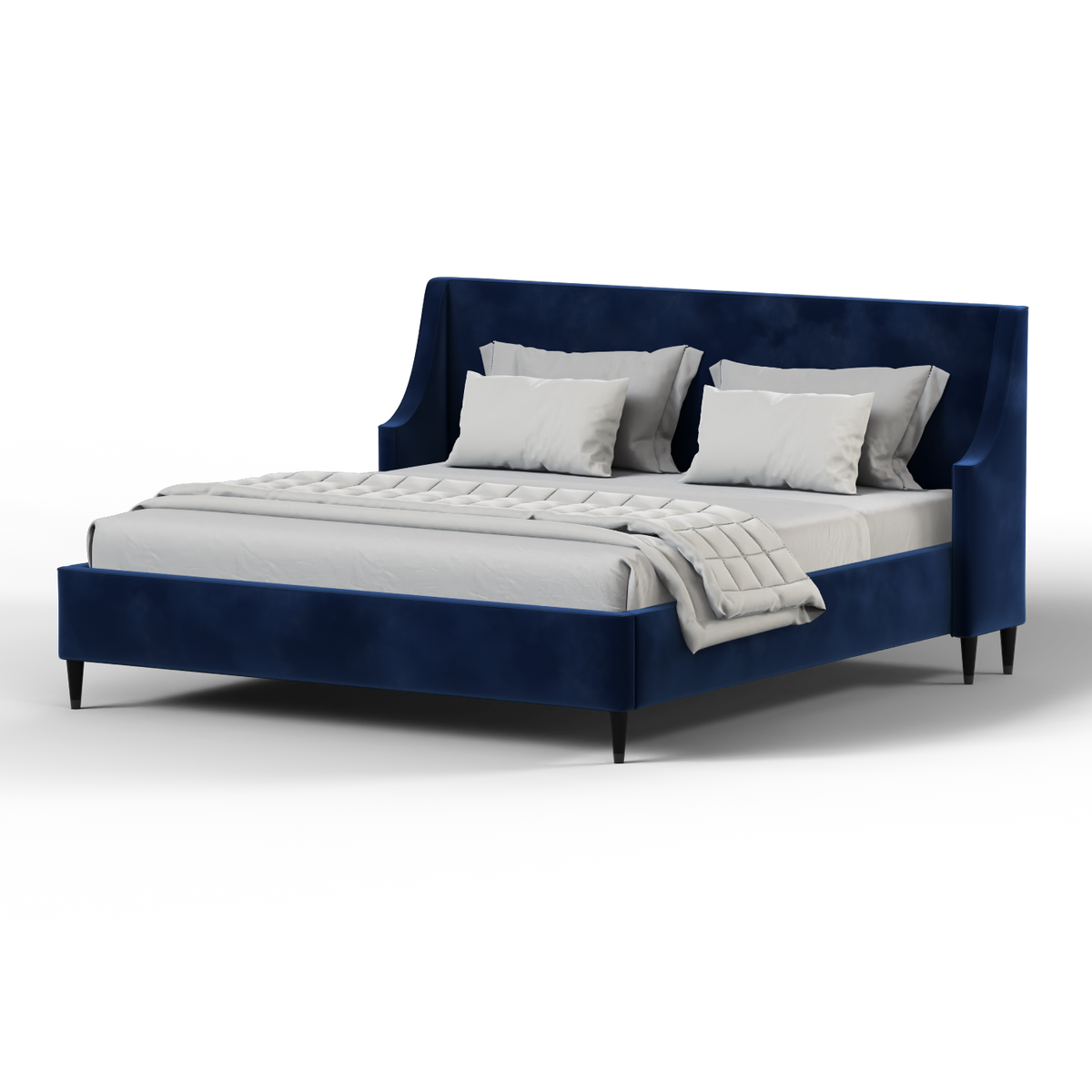 Bedspoke Laura High Headboard Bed – Navy Blue Velvet