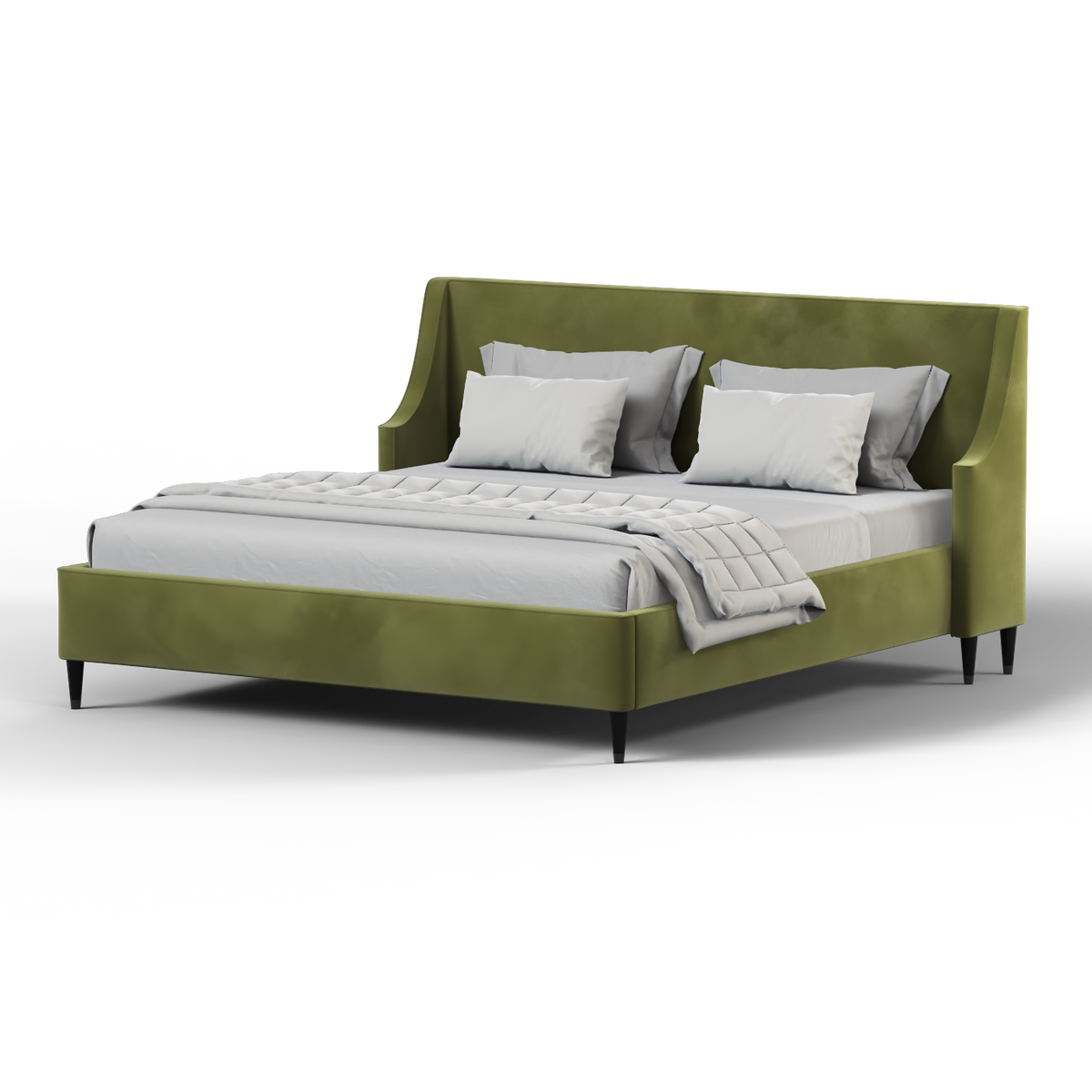 Bedspoke Laura High Headboard Bed – Green Velvet