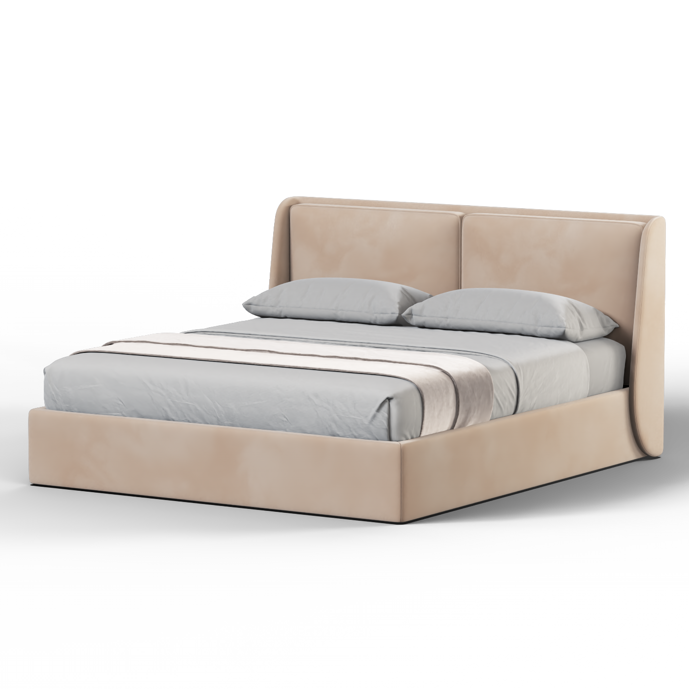 Lit double rembourré Ruby en tissu haut de gamme