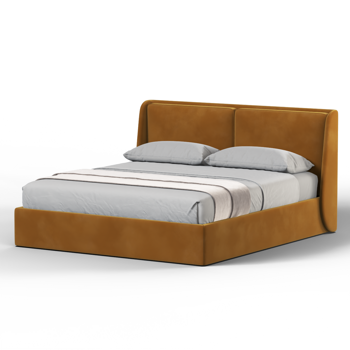 Lit double rembourré Ruby en tissu haut de gamme