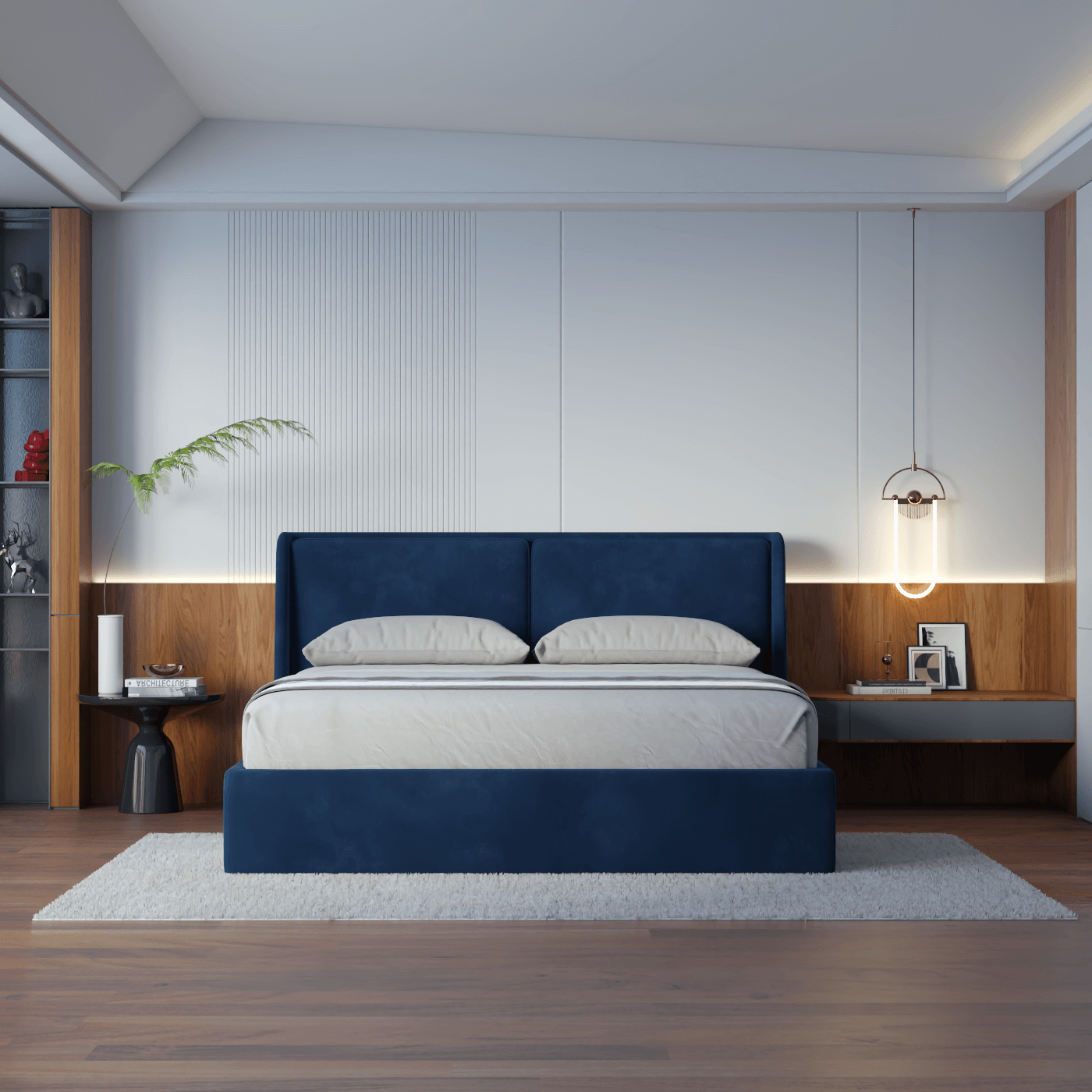 Lit double rembourré Ruby en tissu haut de gamme