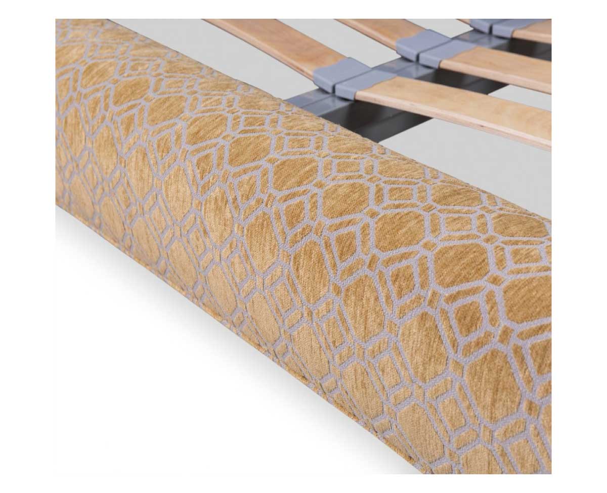 Chameleo Honey Double Bed with Honeycomb Upholstery and Oak Legs