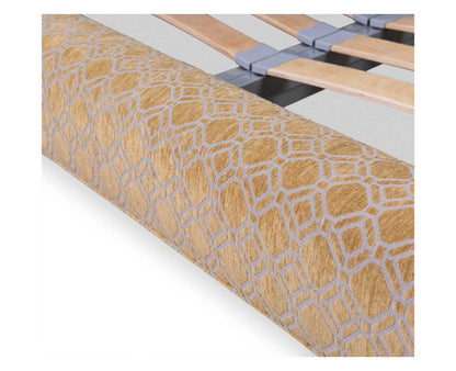 Chameleo Honey Double Bed with Honeycomb Upholstery and Oak Legs