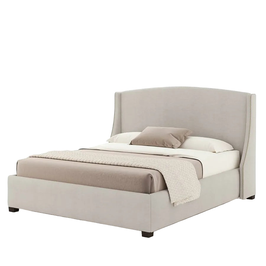 Scarlett Bed with High Curved Headboard and Upholstered Frame
