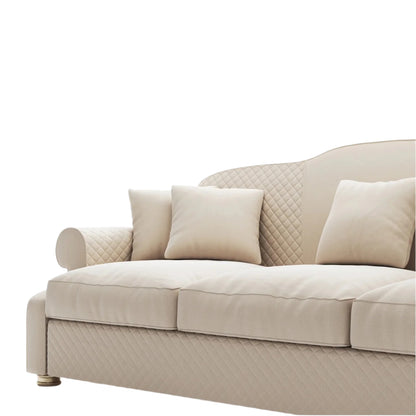 Canapé 3 places Vittoria en tissu matelassé ivoire opulent 