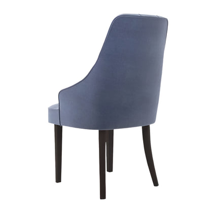 Giacomo Dining Chair – Blue Tufted Upholstery with Dark Wooden Legs