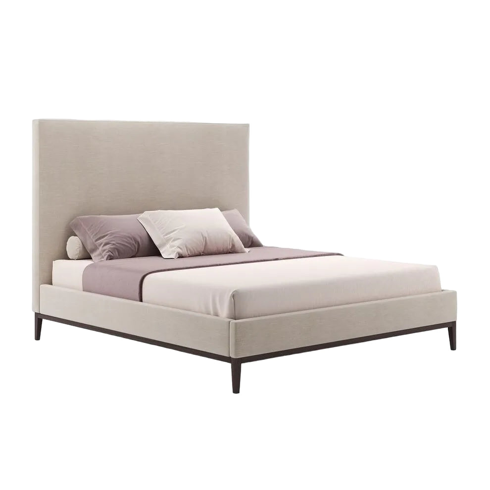 Amelia High Headboard Bed in Light Upholstery