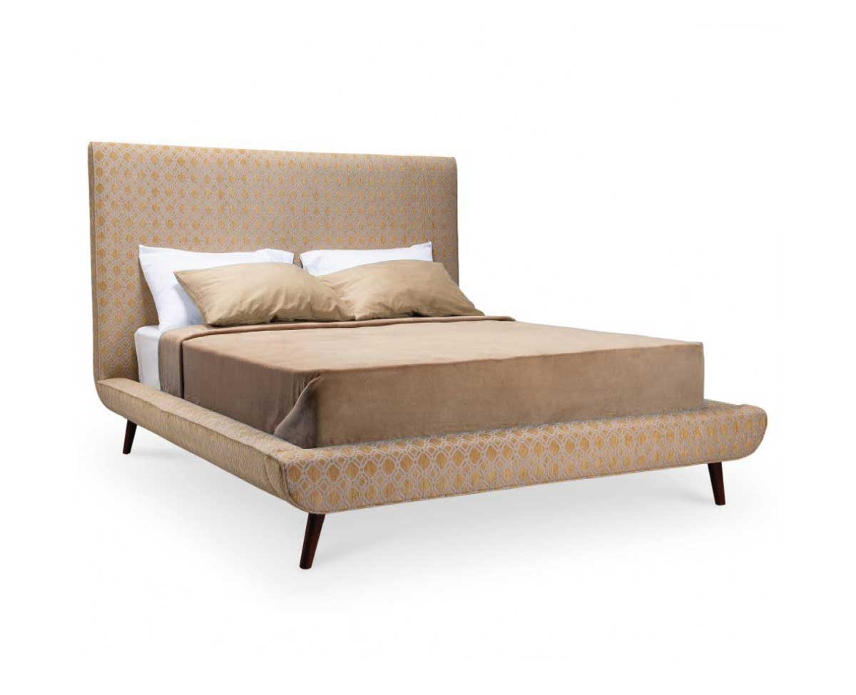 Chameleo Honey Double Bed with Honeycomb Upholstery and Oak Legs