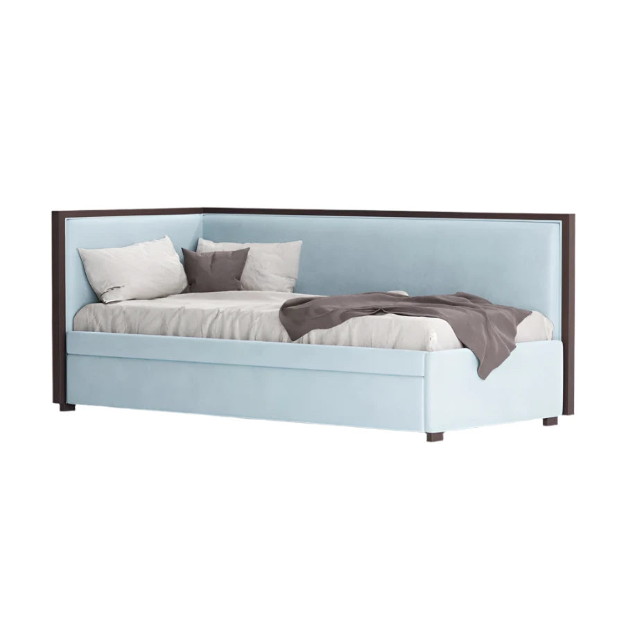 Side view of Nuvola daybed with minimal wooden frame