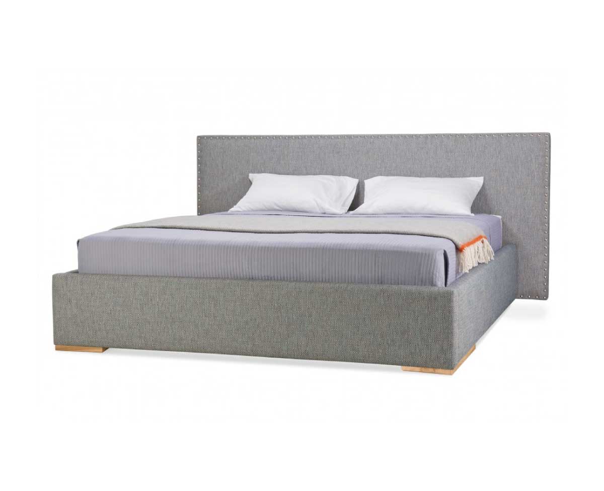 Rovena Double Bed with Nailhead-Trimmed Upholstered Headboard