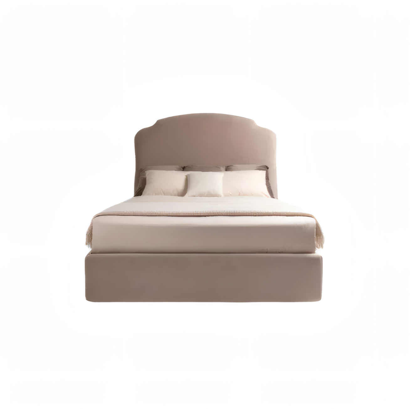 Inge High Upholstered Bed with Curved Headboard