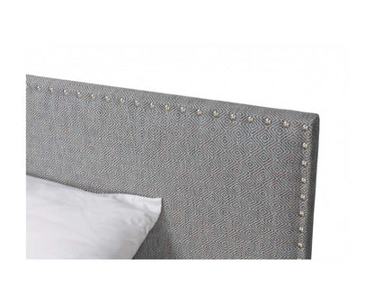 Rovena Double Bed with Nailhead-Trimmed Upholstered Headboard