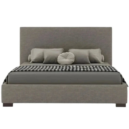 Ava bed in dark charcoal upholstery with panel design