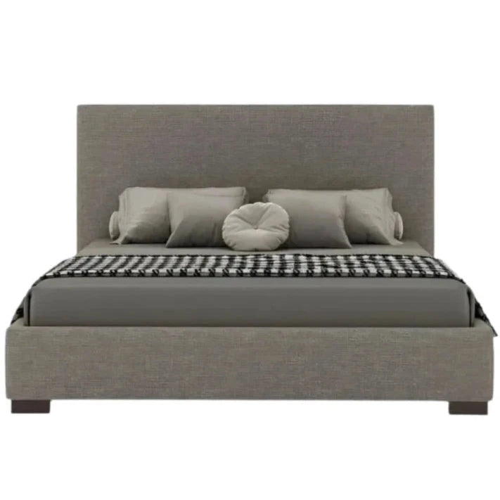 Ava bed in dark charcoal upholstery with panel design