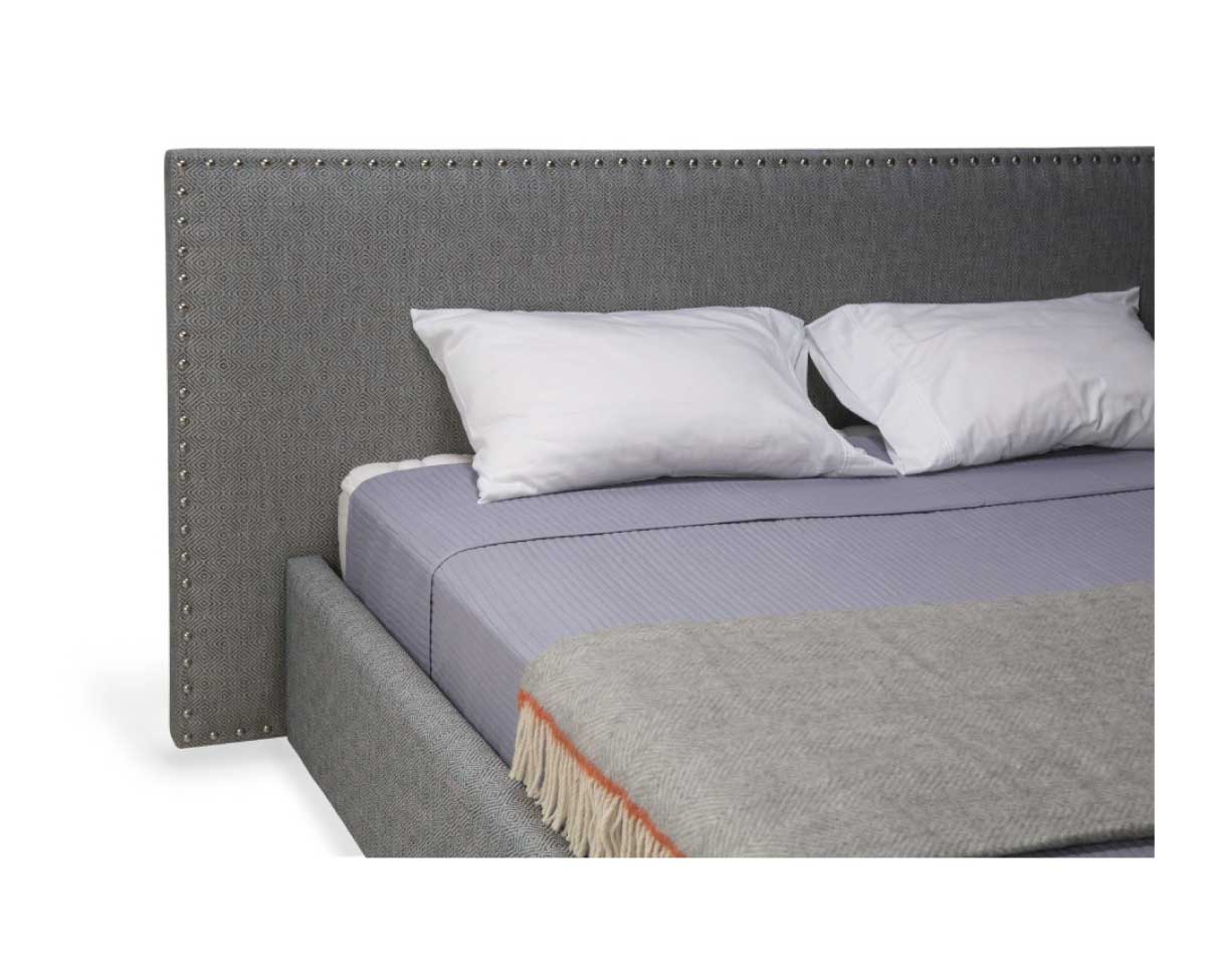 Rovena Double Bed with Nailhead-Trimmed Upholstered Headboard