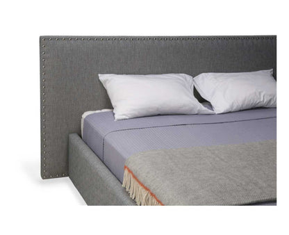 Rovena Double Bed with Nailhead-Trimmed Upholstered Headboard