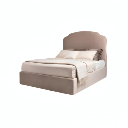 Inge High Upholstered Bed with Curved Headboard