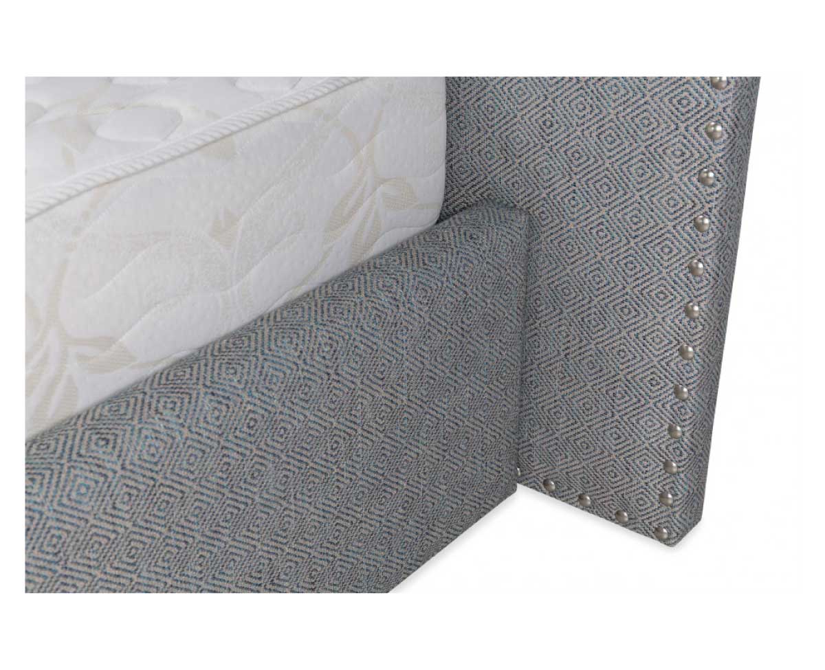 Rovena Double Bed with Nailhead-Trimmed Upholstered Headboard