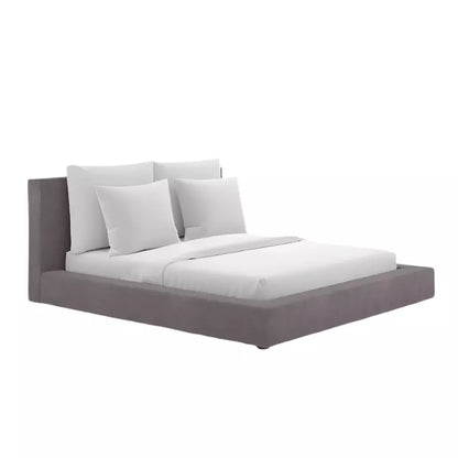 Freja Platform Bed with Upholstered Headboard and Walnut Frame