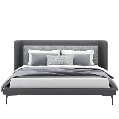Elsa bed with sleek upholstered headboard and low base