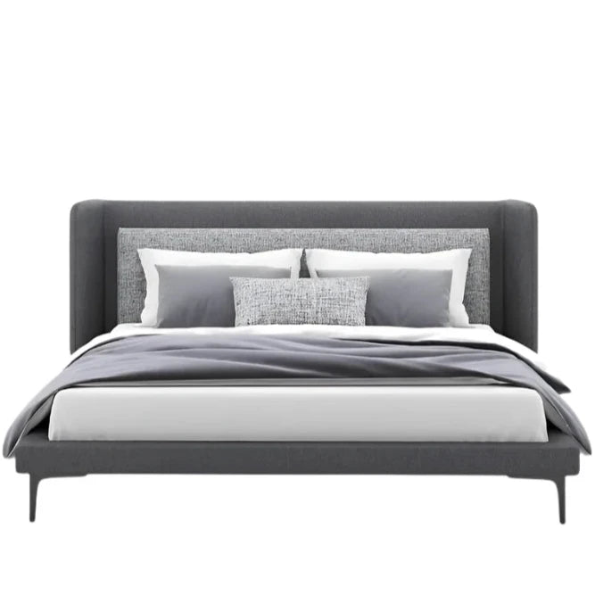 Elsa bed with sleek upholstered headboard and low base