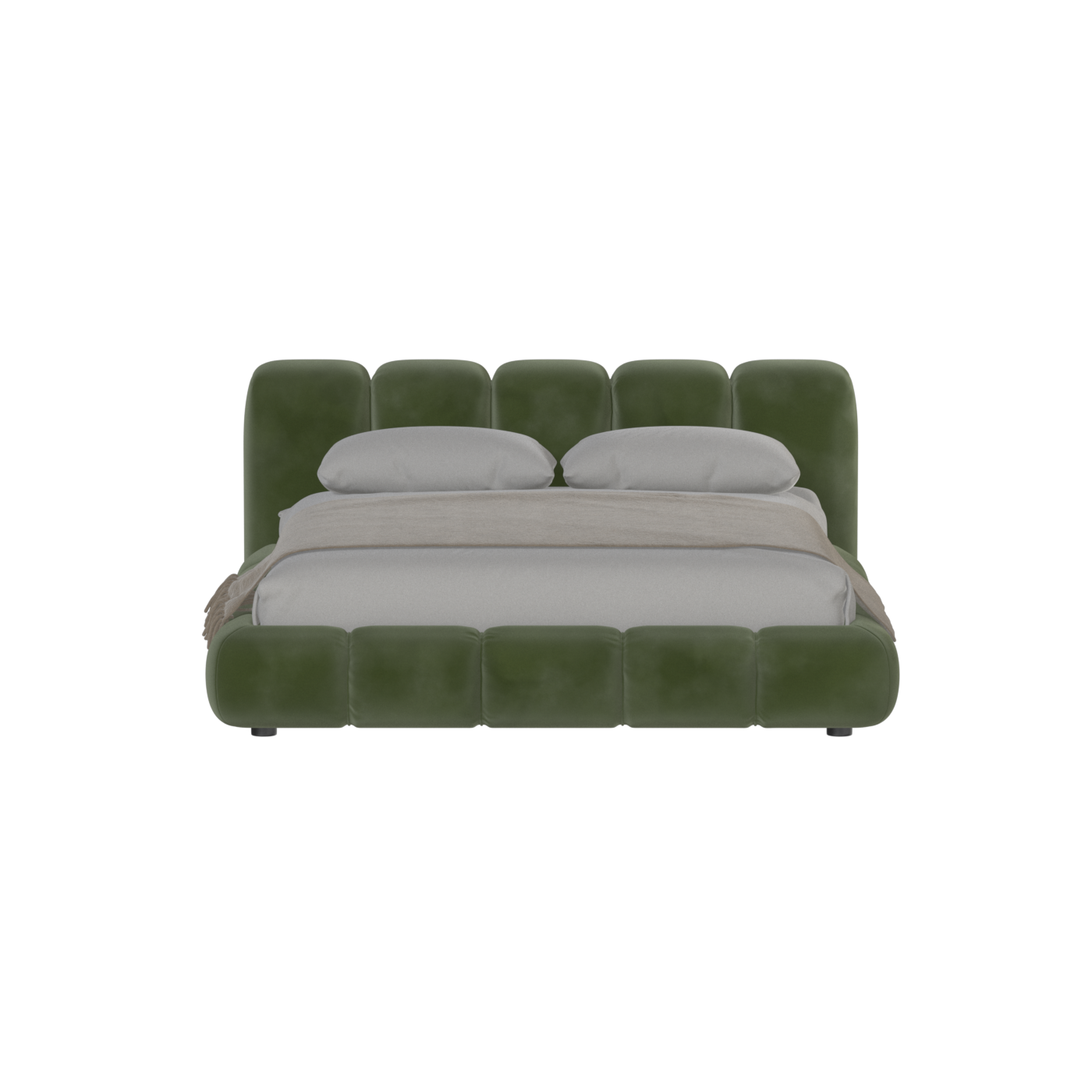 Fluffy Upholstered Bed Frame in Textured Bouclé