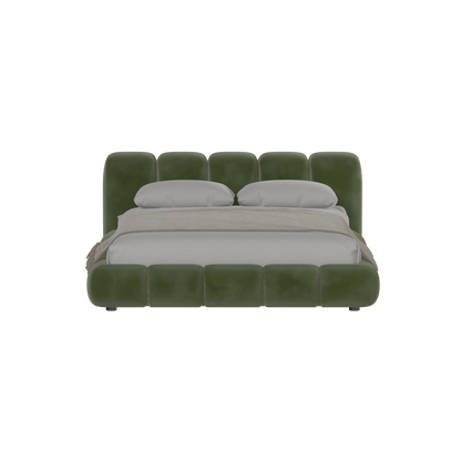 Fluffy Upholstered Bed Frame in Textured Bouclé