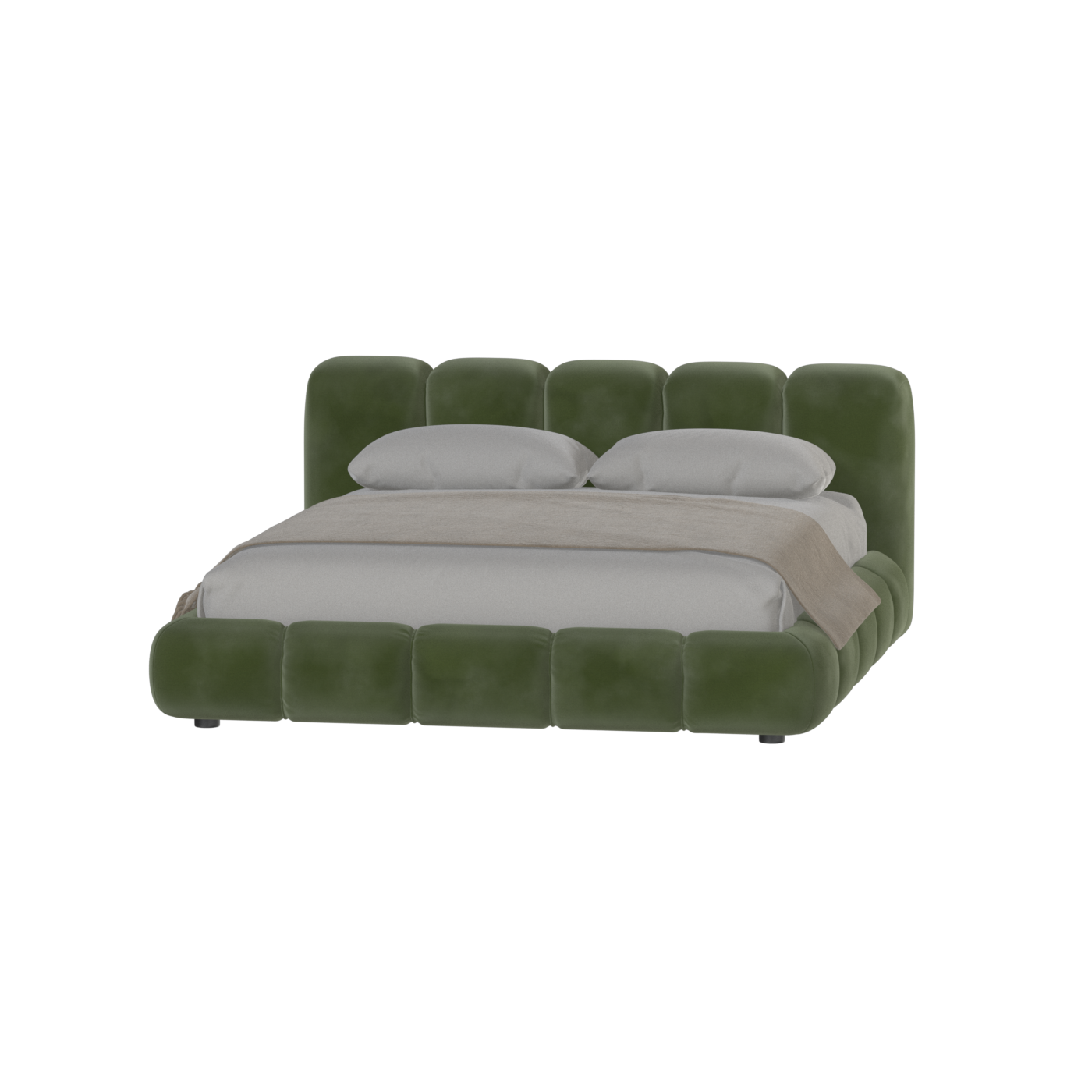 Fluffy Upholstered Bed Frame in Textured Bouclé