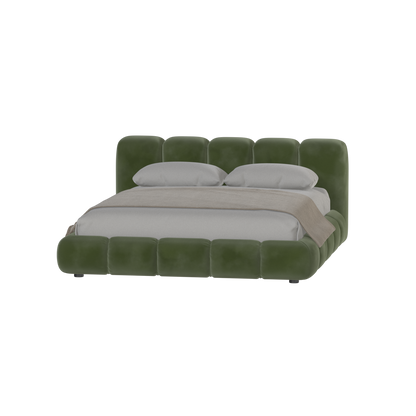 Fluffy Upholstered Bed Frame in Textured Bouclé