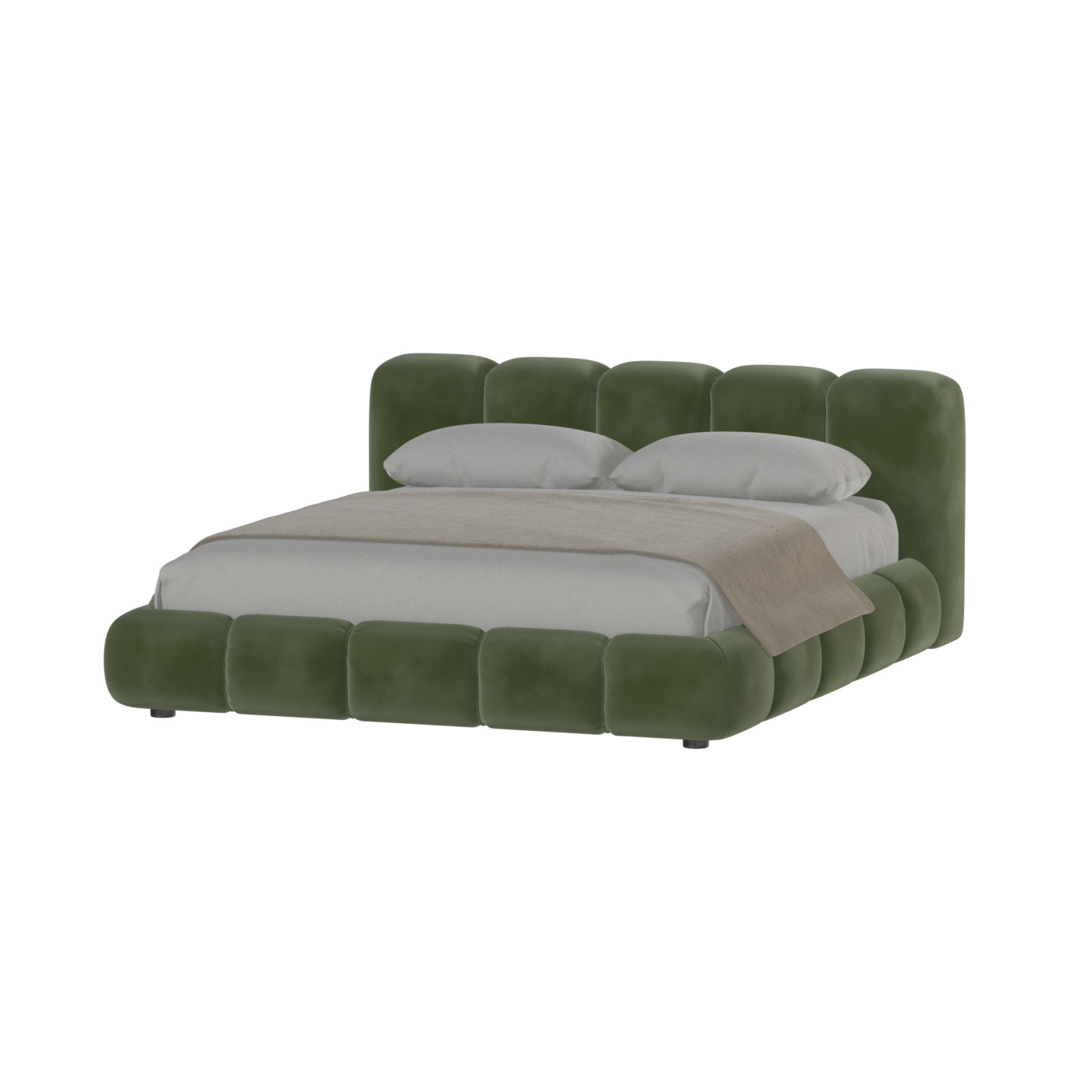Fluffy Upholstered Bed Frame in Textured Bouclé