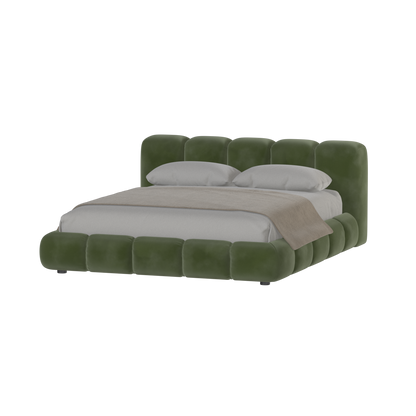 Fluffy Upholstered Bed Frame in Textured Bouclé