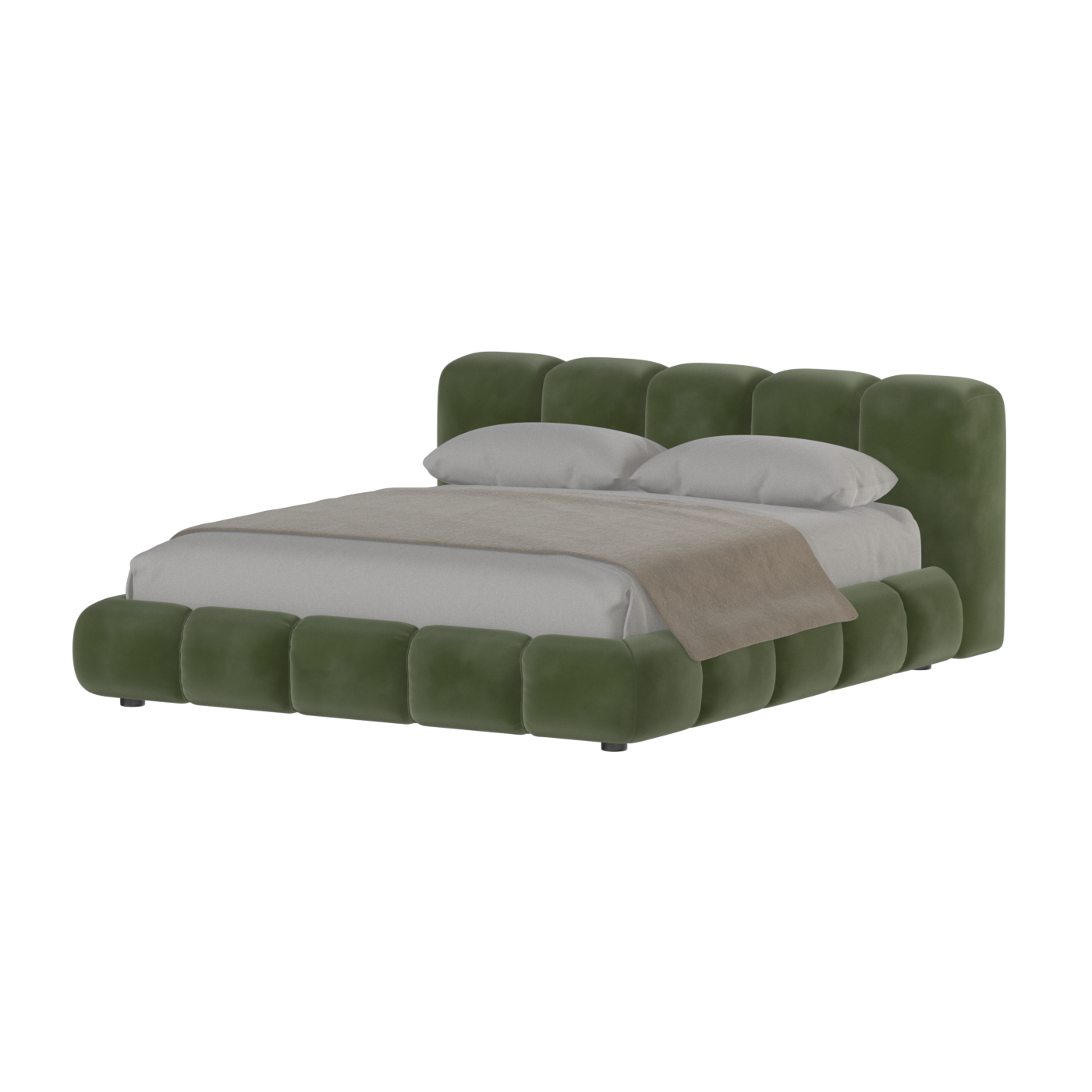 Fluffy Upholstered Bed Frame in Textured Bouclé