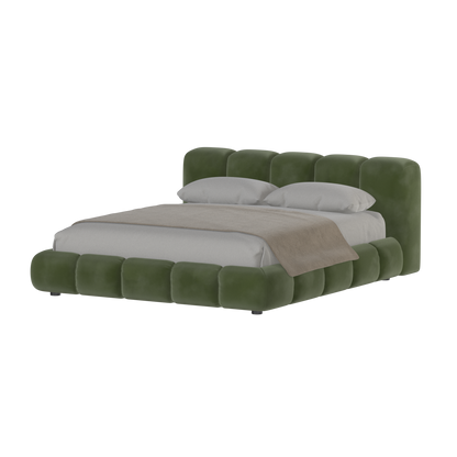 Fluffy Upholstered Bed Frame in Textured Bouclé