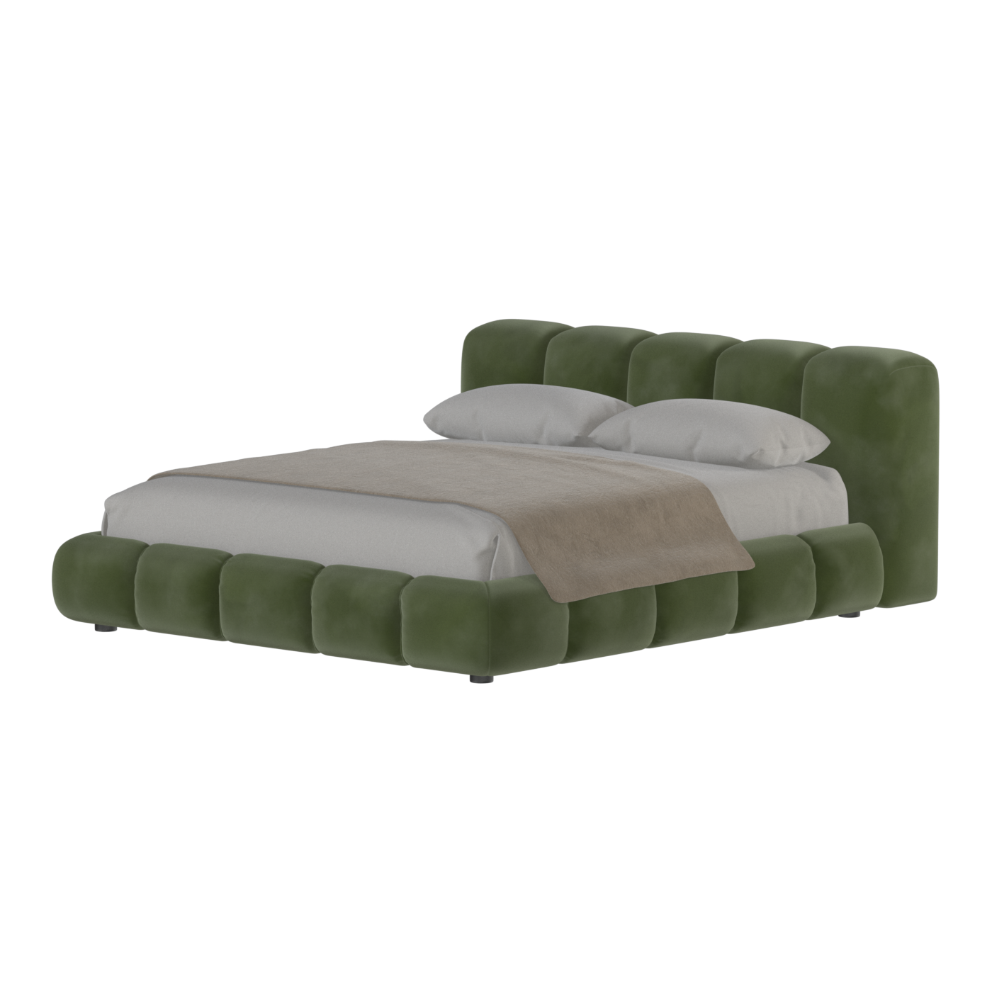 Fluffy Upholstered Bed Frame in Textured Bouclé