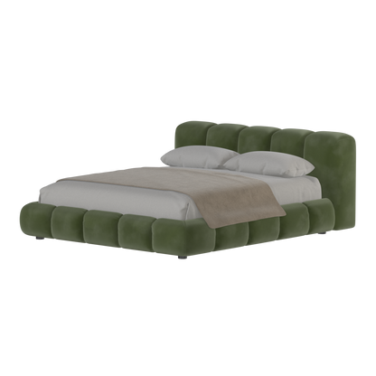 Fluffy Upholstered Bed Frame in Textured Bouclé