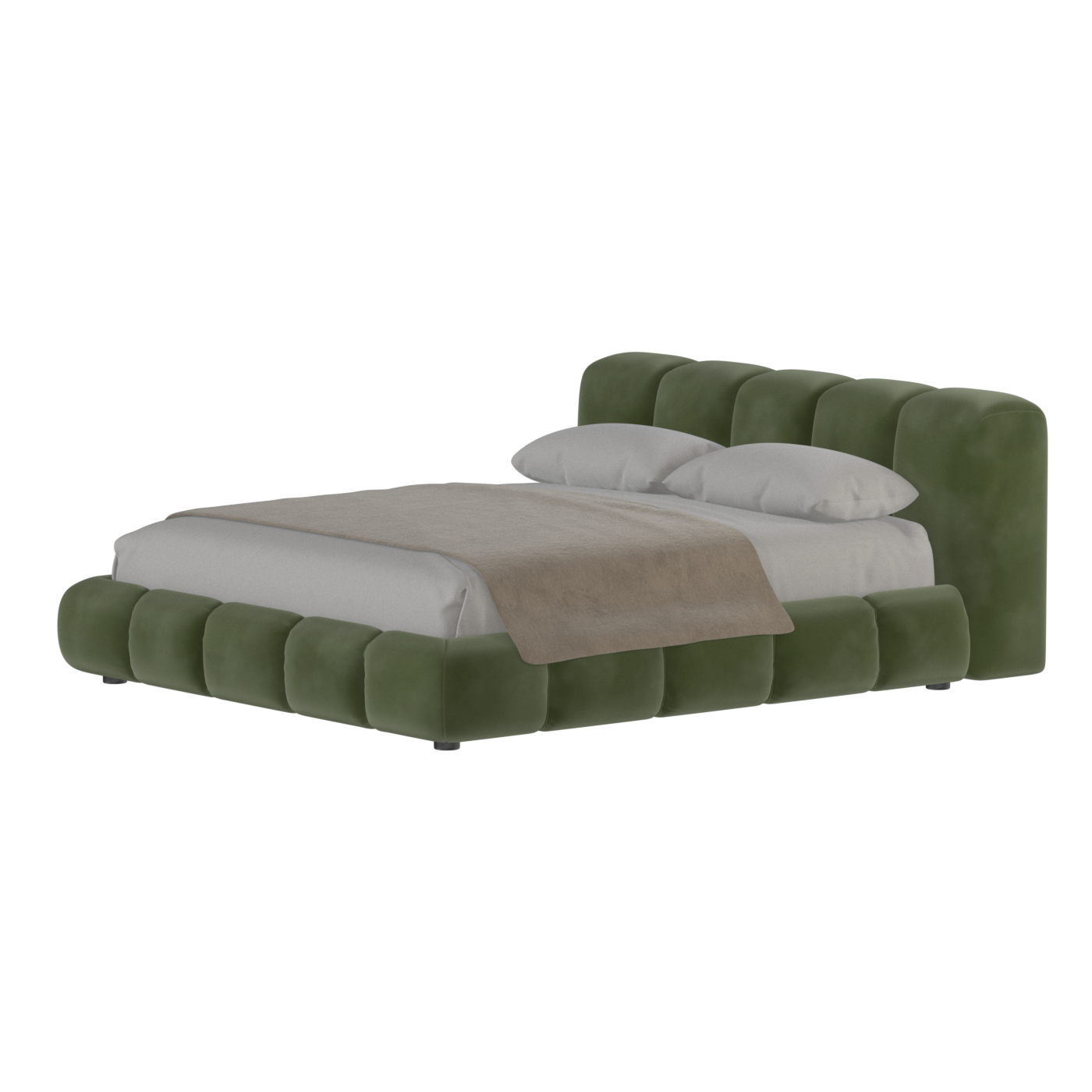 Fluffy Upholstered Bed Frame in Textured Bouclé