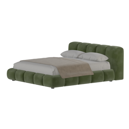 Fluffy Upholstered Bed Frame in Textured Bouclé