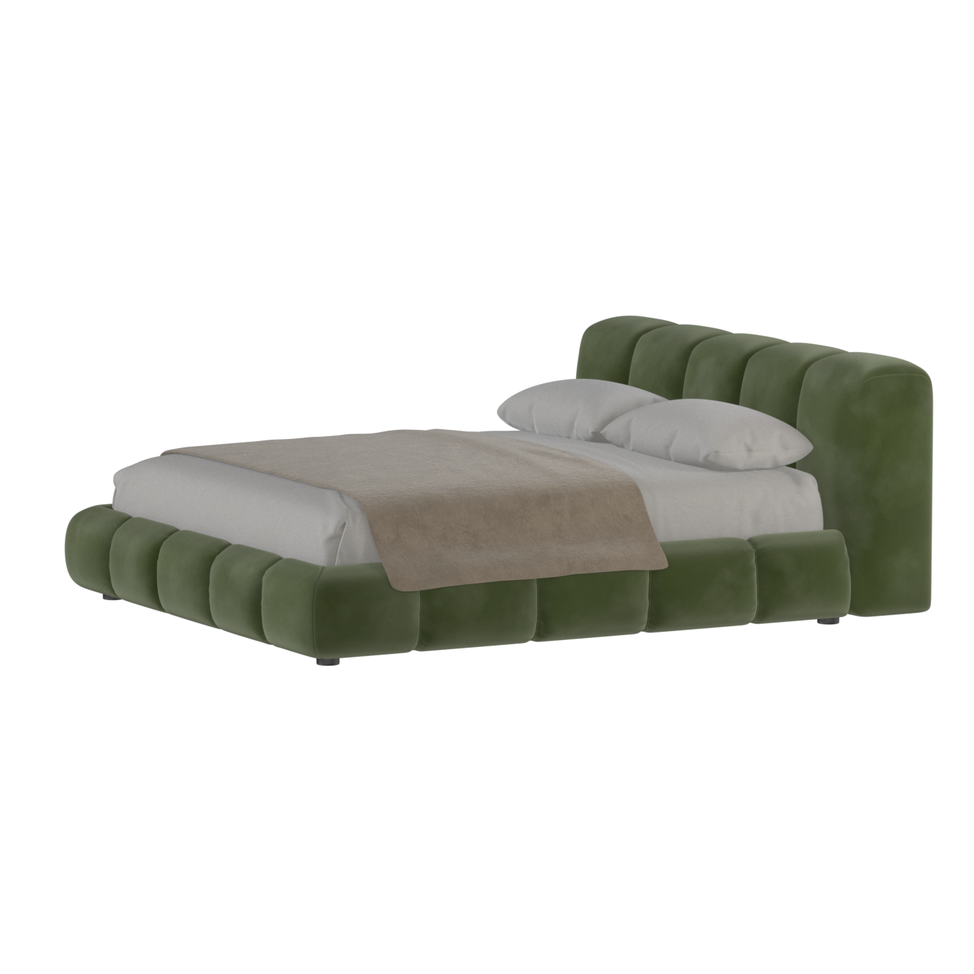 Fluffy Upholstered Bed Frame in Textured Bouclé
