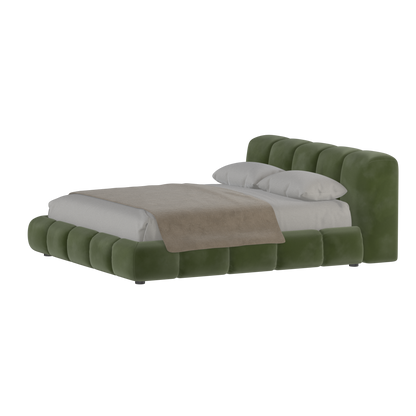 Fluffy Upholstered Bed Frame in Textured Bouclé