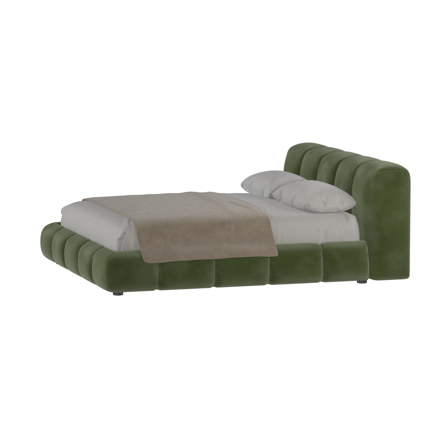 Fluffy Upholstered Bed Frame in Textured Bouclé